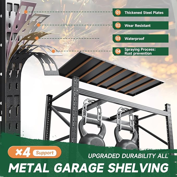 Letaya 8000LBS Storage Shelves Heavy Duty,75" W Garage Shelving Units, 4 Tier Adjustable Utility Rack Shelf,Large Metal Industrial Shelves,for Shop,Warehouse,Basement (75" W x 24" D x 70" H)