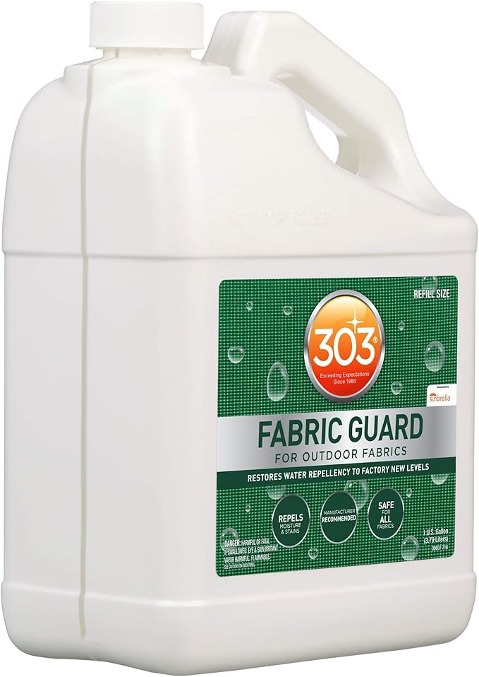 303 Products Fabric Guard – Water Repellent & Stain Shielding Fabric Spray, Safe for All Outdoor Upholstery, Easy to Use, Manufacturer Recommended, 1 Gallon, White