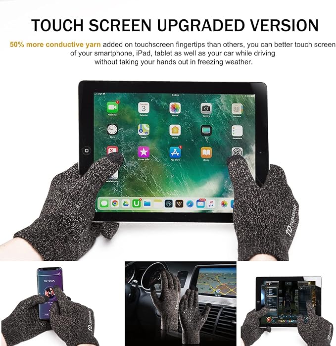 TRENDOUX Winter Gloves for Men Women - Upgraded Touch Screen Cold Weather Thermal Warm Knit Glove for Running Driving Hiking