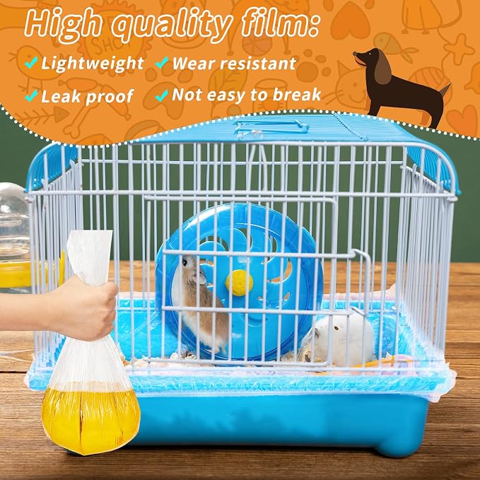 Tondiamo Disposable Rabbit Cage Liners for Litter Box Tray, Medium, 50 Pcs | Leak Proof Elastic Plastic Toilet Film Bags for Small Animals Bunny Guinea Pig Hamster Hedgehog Chinchilla Bird, Easy Clean