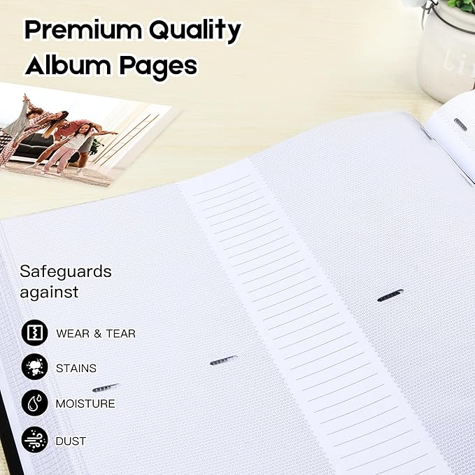 Photo Album 4x6 600 Photos with Writing Space Linen Cover with Front Window Picture Album, 600 Photos 4x6 Photo Album Book for Wedding Kids Travel Family Baby Pictures (Black)