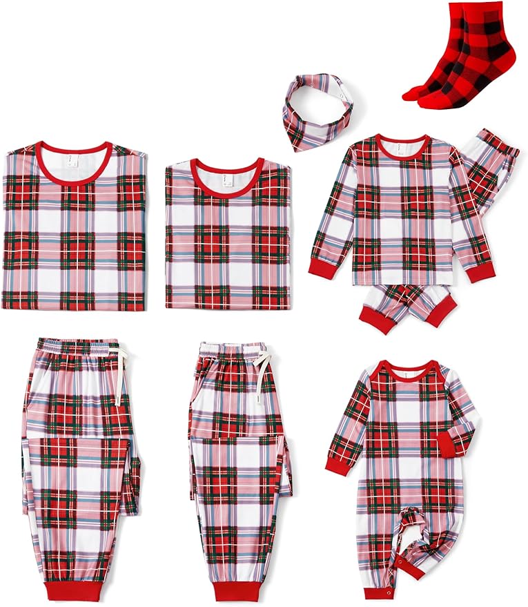 PATPAT Christmas Family Matching Pajama Sets Includes Christmas Socks - Perfect for Family Photos & Holiday Celebrations