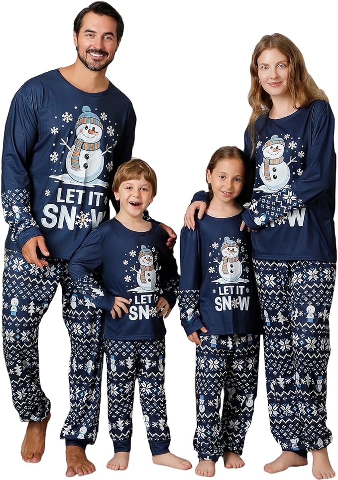 Family Christmas PJs Matching Sets, Cute Holiday Pajamas Printed Top and Pants, Xmas Jammies for Couples/Men/Women