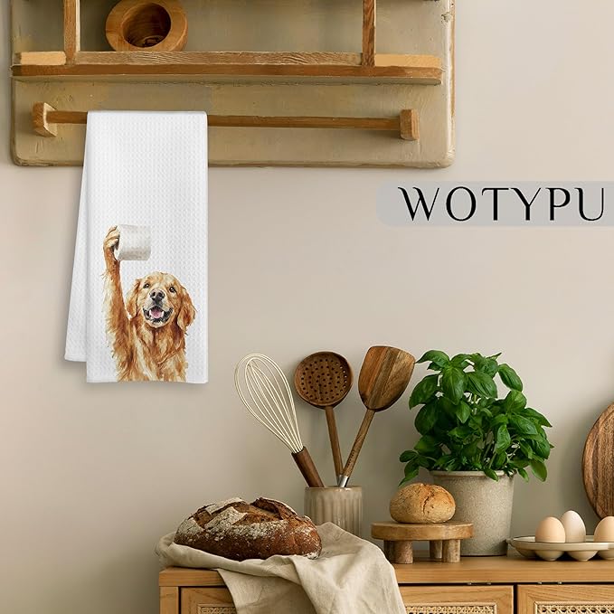 Funny Golden Retriever Gifts Bathroom Hand Towels, Golden Retriever Dog Lovers Gifts Decorative Hand Towels for Kids Guest Bathroom Washroom Half Bath, 16X24 Inch