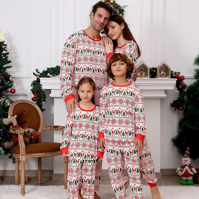 PYAEAS Matching Family Pajamas Sets Christmas PJ's Jammies Holiday Sleepwear Loungewear for Adult Women Men Xmas Outfits