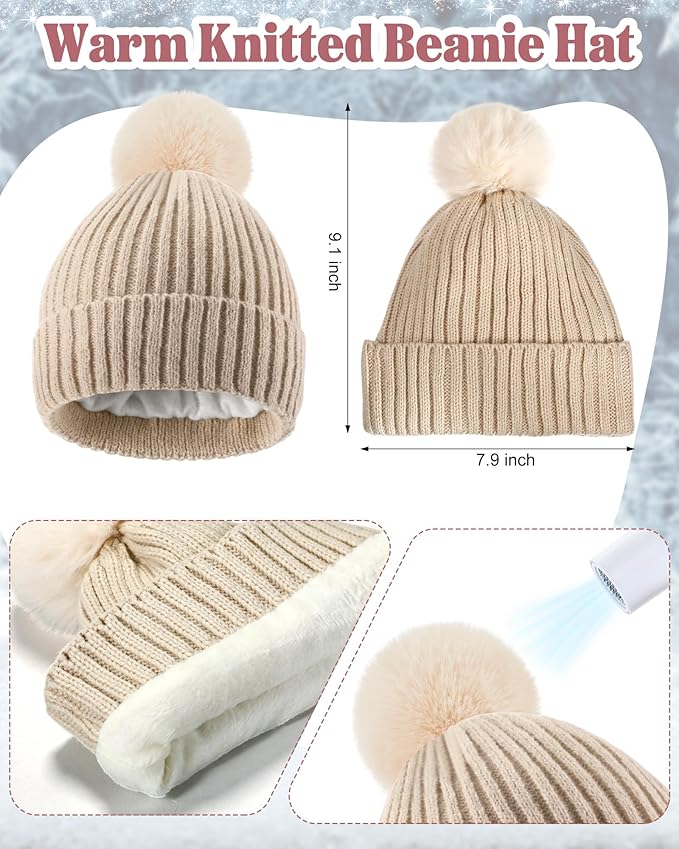 Geyoga 6 Pcs Winter Warm Set for Women Warm Beanies Hats Touchscreen Gloves Long Scarf Ear Muffs Socks Winter Gifts for Women
