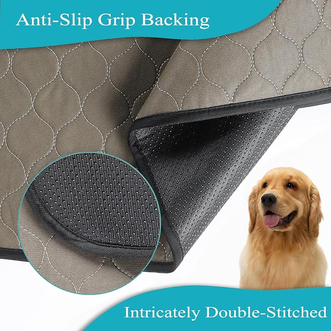 Bunlitent Washable Pee Pads for Dogs, 36x48, 5 Pack, Reusable Puppy Pads | Reusable, Quick Dry, Anti-Slip, Large, Waterproof, Whelping Pad for Pet, Playpen, Incontinence, Housebreaking, Brown