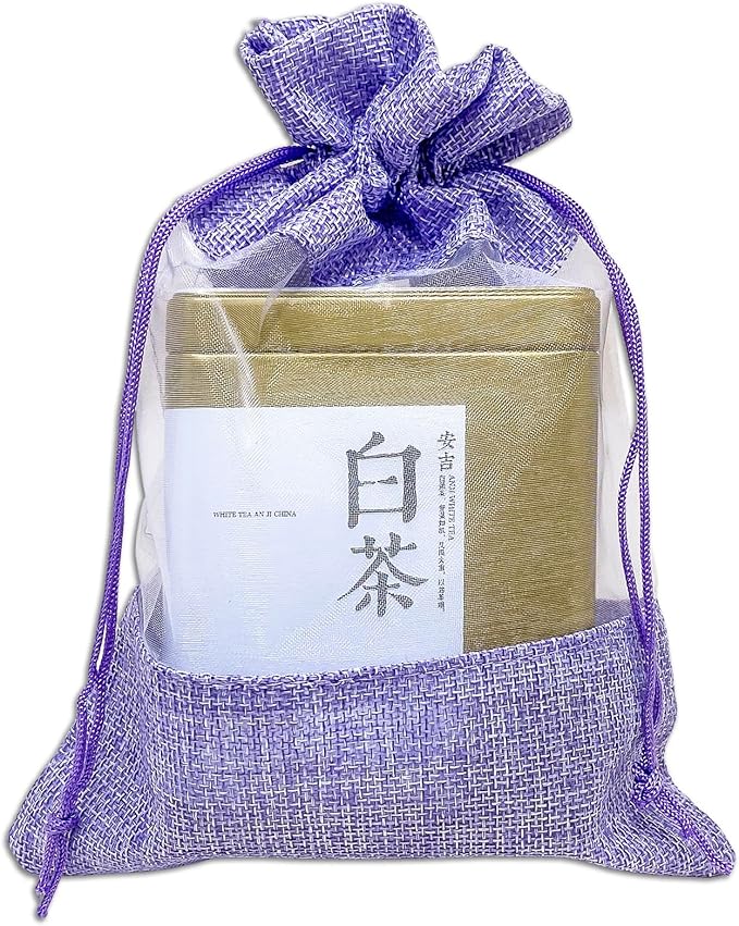 12-Pack Large Linen Burlap & Organza Gift Bags w. Drawstrings (6.5x8.5 in, Lavender) - Party Favors, Presents, Samples & Treats Mesh Pouch by The Display Guys