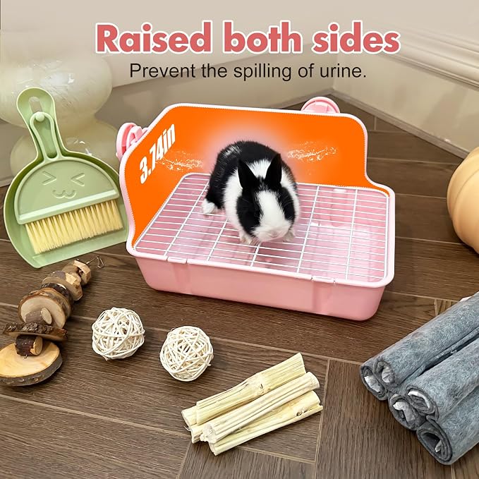 RUBYHOME Rabbit Litter Box Bunny Litter Box Guinea Pig Potty Trainer Corner Bedding Pet Potty Pan for Rabbit Guinea Pig Ferret Small Animal Cage Accessories