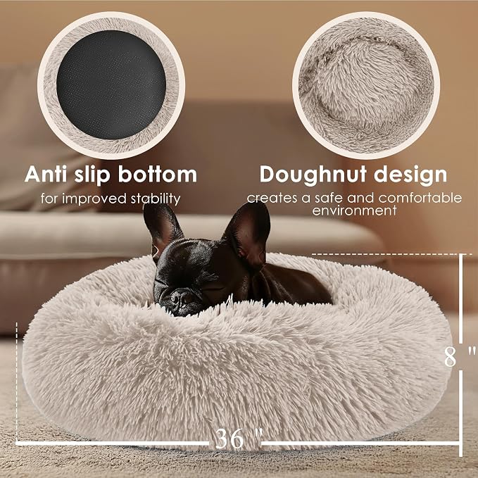 Extra Large Dog Beds, 36 Inch Human Dog Anxiety Relief Comfort Bed, Indestructible & Chew Proof Pet Beds (Brown)
