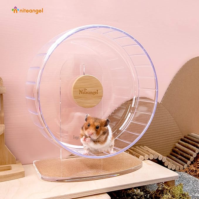 Niteangel Super-Silent Hamster Exercise Wheels: Quiet 10 inch Running Wheel | Can 10.6-13.4" Adjustable Height - No Bend Back Spinner Running for Dwarf Syrian Hamster Gerbils Mice Or Other Small Animal