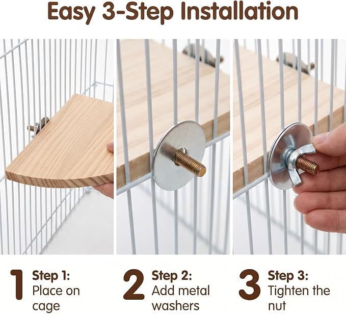 Bird Perch, 3 Pack Bird Playground Woodern Hamster Platform, Cage Accessories for Chinchilla, Parrot, Ferret, Rat, Budgie, Cockatie, Guinea Pig (2*Sector+ Rectangle)