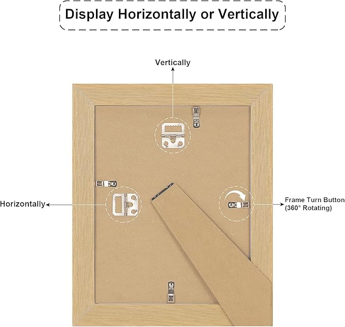 8.5x11 Picture Frame Display 2 opening Double 5x7 Picture Frame Collage,Multi Photo Frame with Mat,Plexiglass,Horizontal and Vertical Formats for Wall Decor,Natural Wood Grain