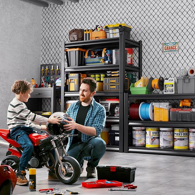 71" H-35 W Garage Shelving Heavy Duty Storage Shelves, Metal Adjustable Shelving Unit, Utility Garage Organizer Shelf for Basement, Pantry, Kitchen, Warehouse,16" D x 35" W x 71" H, Black