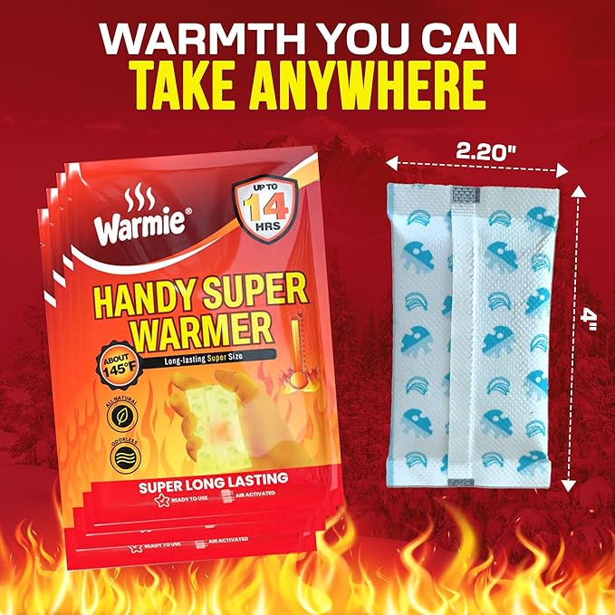 Warmie Super Warmer for Hand and Body | All Natural & Safe, Easy & Comfort, Instant & Quick Heat | Air Activated, Last-Longer, Bigger Size | Steady Heating for Cold Temperature, Odorless 20 Packs