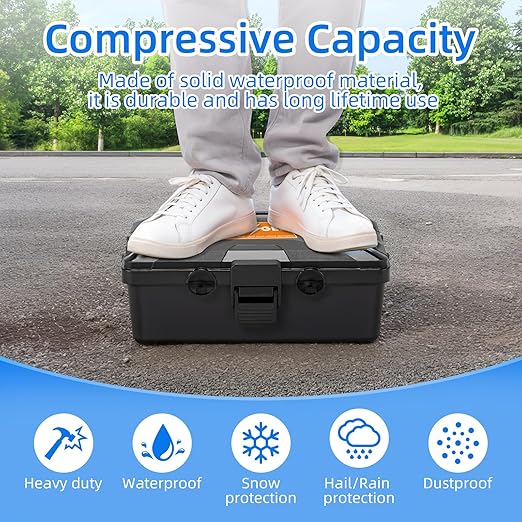 Blumway Medium Outdoor Electrical Box (10 x 5.9 x 3.7 inch), IP54 Waterproof Outdoor Outlet Covers Weatherproof,Fluorescent Label,Covers Protect Outlet,Plug,Power Strip,Timer,Socket,Holiday Light