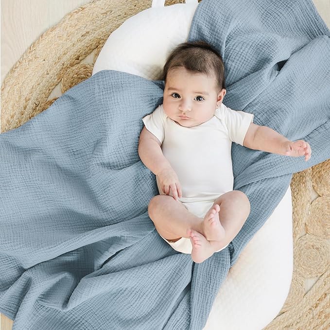 Konssy 3 Pack Muslin Swaddle Blankets for Unisex, Newborn Receiving Blanket, Large 47 x 47 inches, Soft Breathable Muslin Baby Swaddles for Boys & Girls