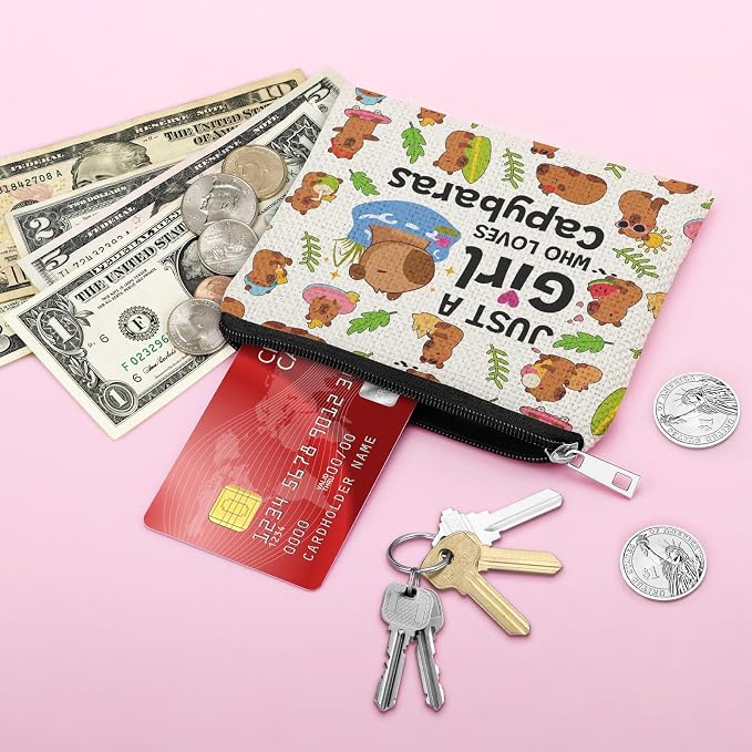 Capybara Lover Gift Coin Purse Capybara Gifts for Friend Bestie Sister Daughter Teens Animal Lover Gift Christmas Birthday Valentines Present for Capybaras Lovers Zipper Change Pouch