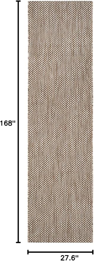 SAFAVIEH Washable Rug Outdoor Courtyard Collection - 2'3" x 14' Runner, Natural & Black, Non-Shedding & Easy Cleaning, Ideal for Patio, Entryway, Mudroom, Hallway, Kitchen (CY8521-37312)