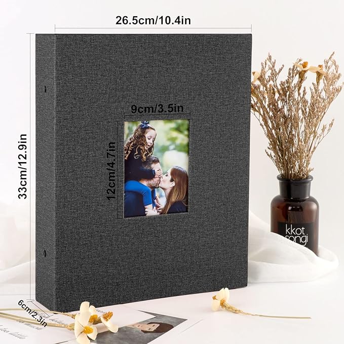 Ywlake Photo Album 4x6 1000 Vertical Pockets, Extra Large Capacity Linen Cover Picture Albums Holds 1000 Vertical Photos Only Black