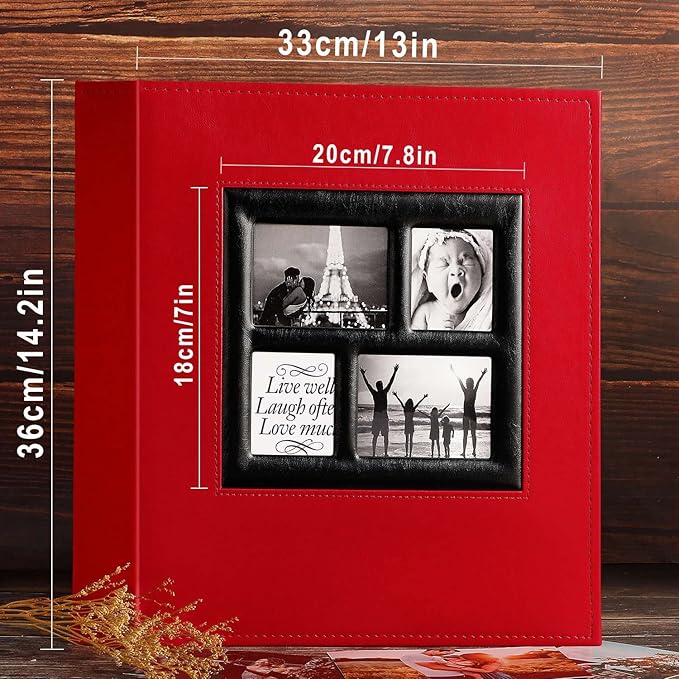 Ywlake Photo Album 4x6 500 Pockets Photos, Extra Large Capacity Family Wedding Picture Albums Holds 500 Horizontal and Vertical Photos Red