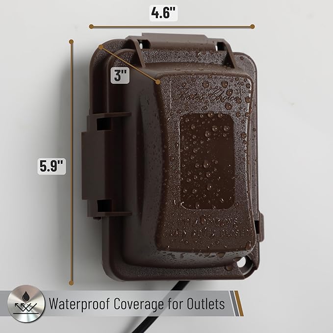 Bates- Weatherproof Electrical Outlet Cover, 1-Gang, Brown Outdoor Outlet Cover Weatherproof, Outdoor Plug Cover, Outlet Cover Box