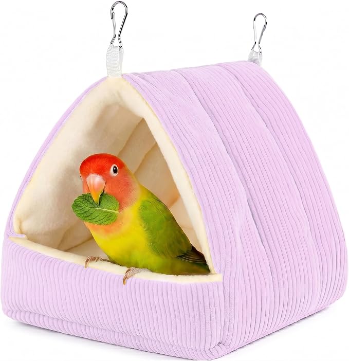 Small Winter Warm Plush Bird Nest Bed for Cage (Small, Purple) | Soft Hanging Bird Hammock Hideaway Hut for Budgies,Cockatiels,Parakeets,Small Medium Birds and Guinea Pig,Washable Bird Bed