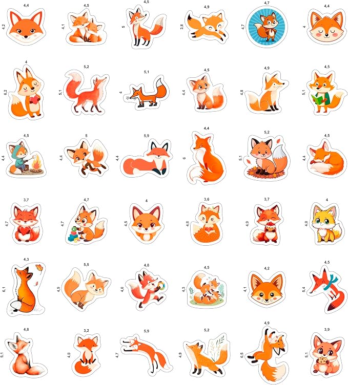 100Pcs Cute Fox Stickers for Water Bottle, Small - Fox Party Supplies & Decorations - Gift for Women & Men