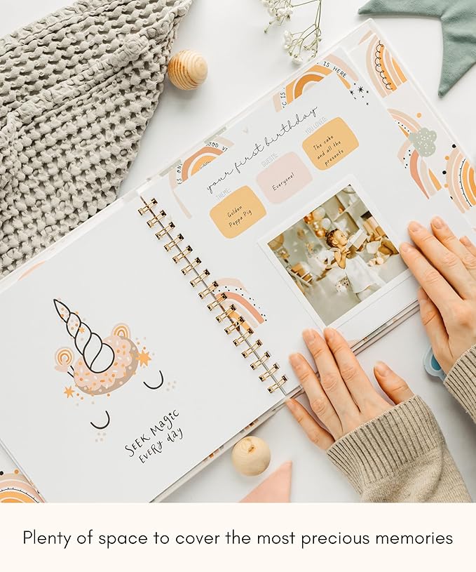 Lamare Baby Memory Book – Baby’s First Year Keepsake Journal, Baby Milestone Book, & Baby Scrapbook