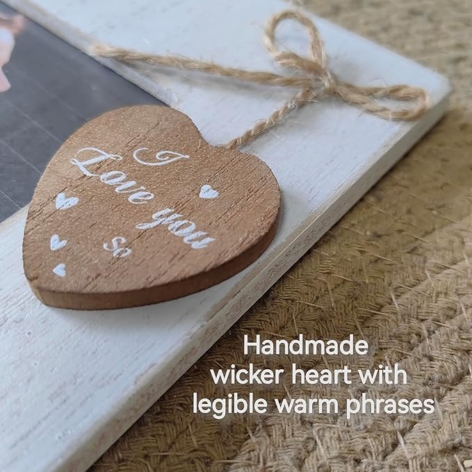 Mom Picture Frame,I Love You Mom Photo Frame with Heart,Mother's Day Gift,Gift for Mother or Stepmother from Daughter and Sun, Wooden Frame 4x6 Vertical