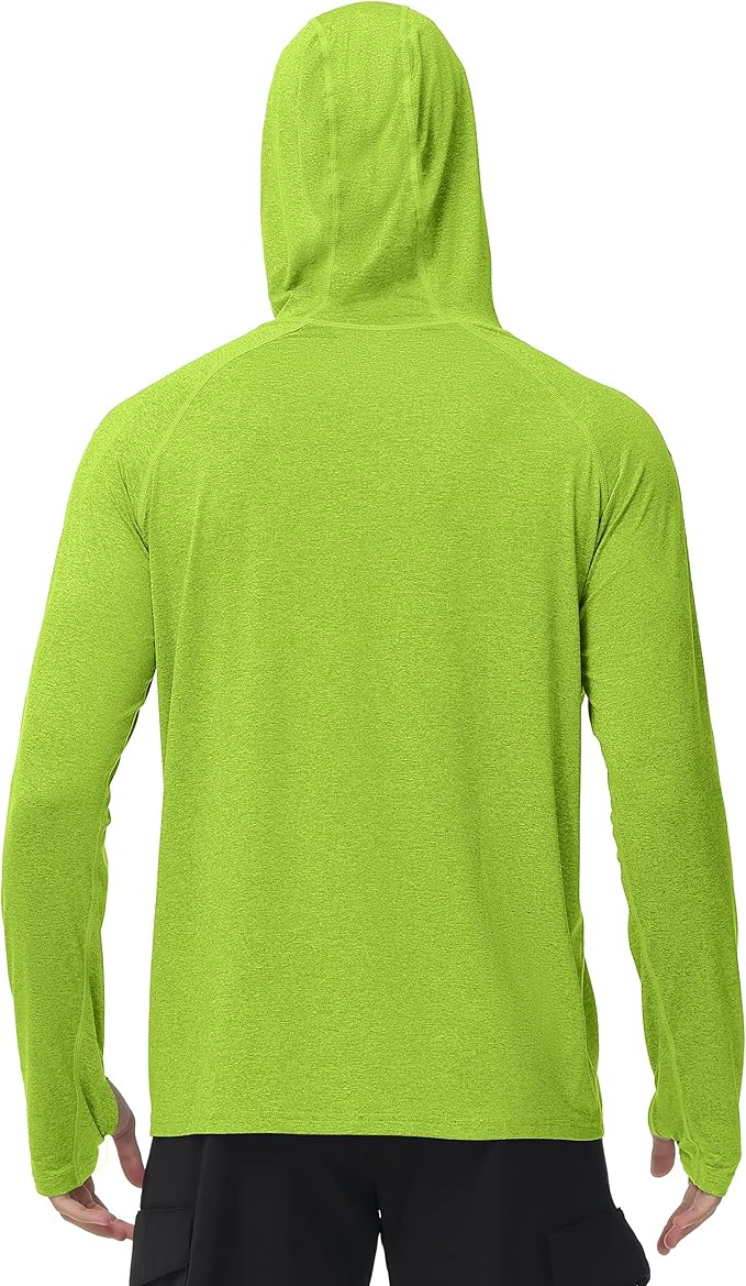 Roadbox Mens UPF 50+ Fishing Shirts, Long Sleeve UV Sun Hoodie, Hiking Running Swim Athletic Workout Shirt