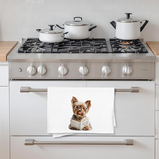 Yorkshire Terrier Gifts Kitchen Towels, Yorkie Gifts for Women, Funny Yorkie Dog Tea Dish Hand Towels, Yorkshire Terrier Kitchen Decor, 16x24 Inch