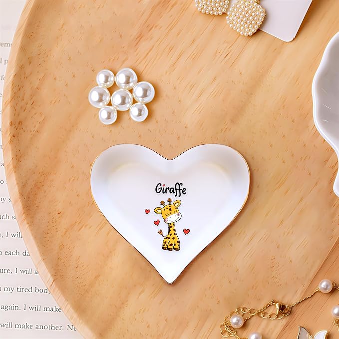 Ring Holder Dish Tray, Gifts For Women Teens Girls, Giraffe Lovers Themed Stuff Accessories Things Decor Merch, Giraffe Home Room Ring Earrings Necklace Organizer Holder!