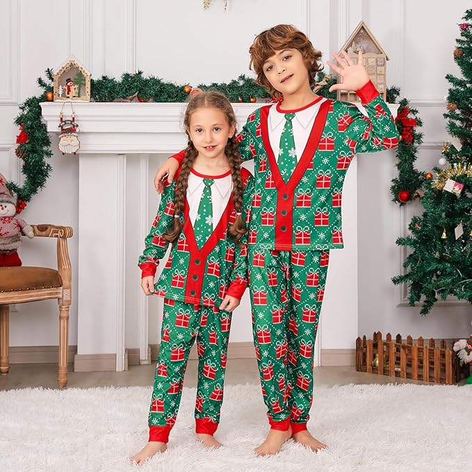 PYAEAS Matching Family Pajamas Sets Christmas PJ's Jammies Holiday Sleepwear Loungewear for Adult Women Men Xmas Outfits