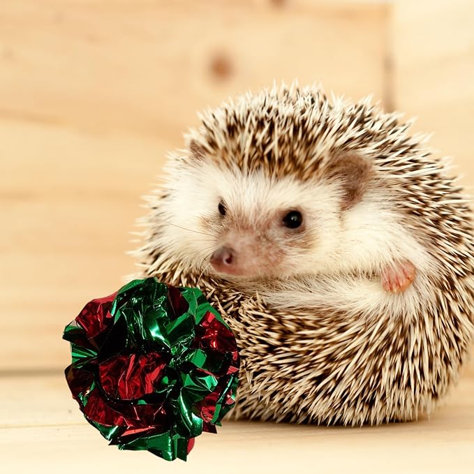 4 Pcs Toys for Hedgehogs Small Animal Accessories, Hedgehog Toys For Cage And Bell Ball, Hedgehog Enrichment Toy, Funny Balls Toy For Hamster Ferret Chinchilla Cat, Hedgehogs Accessories (Ball Bell)