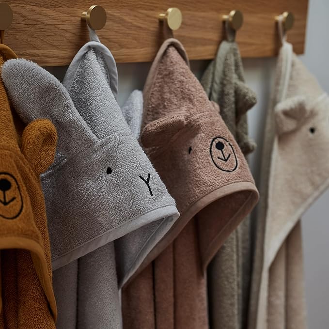 Baby Hooded Towel – Organic Cotton Baby Bath Towels, 32" x 32" Super-Soft and Absorbent Baby Towels for Newborn 2-Pack (Grey/Yellow)