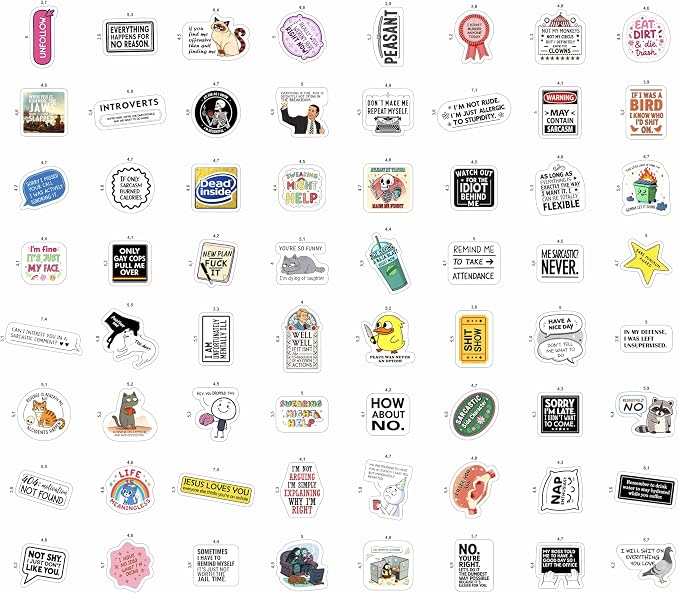 100Pcs Sarcastic Stickers for Adults - Funny Inappropriate Snarky Stickers, Sassy Unhinged Mean Silly Decals for Water Botttle, Laptop - Gag Gifts for Women & Men