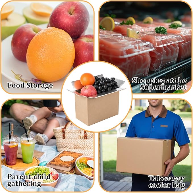 10 Pcs Insulated Shipping Boxes, 8.7" x 4.5" x 6.3" Cold Chill Double Insulated Carton with Aluminum Foil Liner for Frozen and Hot Food Reusable Foam Mailing Box for Travel Mailing Packing