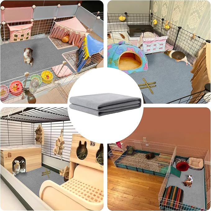 Guinea Pig Bedding, Cage Liners, Washable, Reusable & Leakproof | Premium Fleece Material, Instant Absorbent, Anti-Slip Bottom, Ideal Pee Pads for Small Animals.
