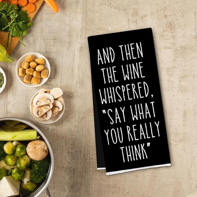 Funny Wine Kitchen Towels, Decorative Waffle Weave Hand Towels,Funny Kitchen Bathroom Decor,Wine Lovers Gifts for Women,16 X 24