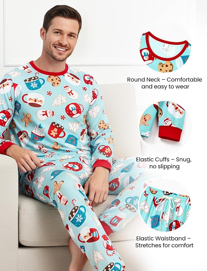 PATPAT Christmas Family Matching Pajama Sets Includes Christmas Socks - Perfect for Family Photos & Holiday Celebrations