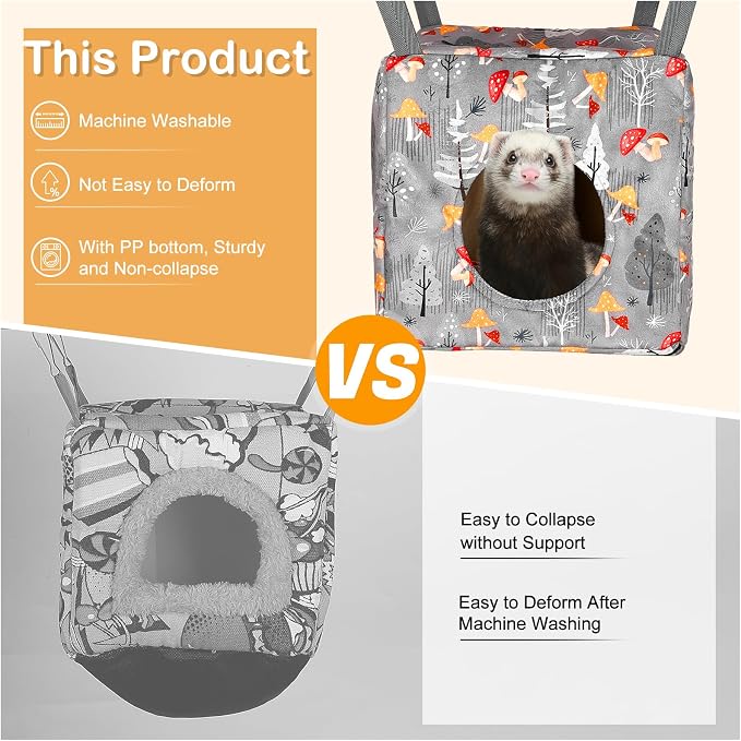 Glittme 4 Pack Cozy Ferret Hammock, Soft Washable Cage Bed for Small Animals
