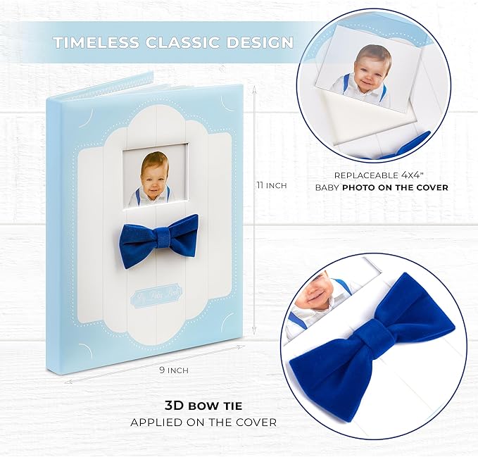 Baby Book Keepsake - Baby Memory Book and Album for Boy, Journal from Pregnancy to First 5 Years, Scrapbook to Record Memories, Milestones and Photos, Baby Book (Blue)