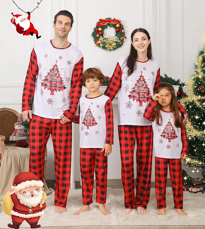 Matching Family Christmas Pajamas Sets, Holiday PJs with Top and Pants, Cute 2 Piece Sleepwear for Couples/Women/Men