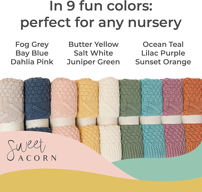Knit Baby Blanket in Cable Pattern, Organic Cotton Blankets for Crib or Stroller, Receiving Blankets - Sunset Orange