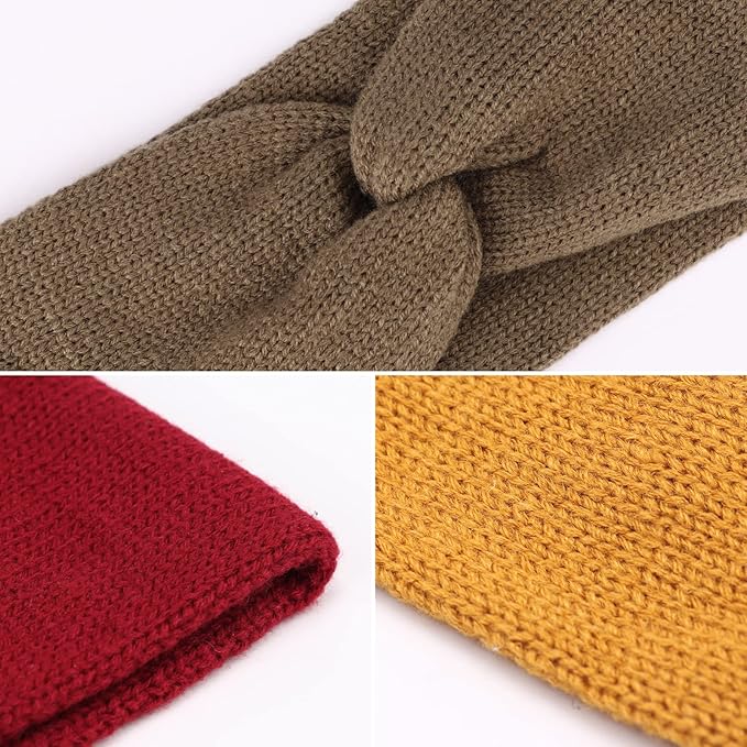 DRESHOW Winter Knit Chunky Headbands for Women Crochet Turban Knitted Ear Warmer Fashion Head Wrap 6 Pack