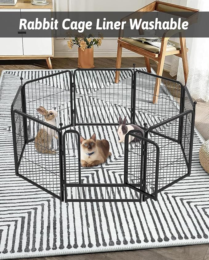 BNOSDM 91" X 63" Washable Bunny Cage Liners Large Rug for Rabbits Large Non Slip Pad for Bunnies Resuable Rabbit Liner for Chinchillas Cats Guinea Pigs Ferrets Dogs