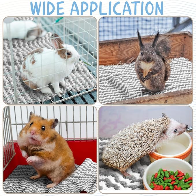 Hahafelt 5 Pcs Waterproof Guinea Pig Fleece Bedding Blankets Absorbent Guinea Pig Cage Liner Washable Small Animal Pee Pad Reusable Pet Blanket Wash Cloth Bedding Mat Pad (Gray,47 x 24 Inch)