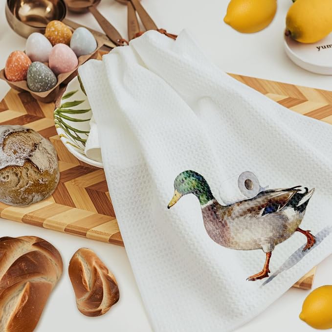 Funny Mallard Duck Bathroom Hand Towels, Mallard Duck Lover Gifts, Humor Ducks Animal Decorative Hand Towels for Bathroom Washroom Restroom, 16x24 Inch Set of 3