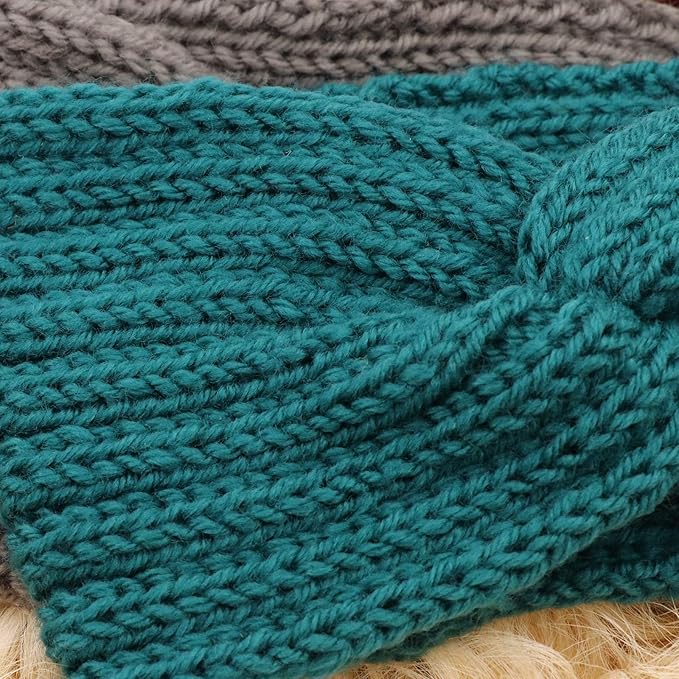 DRESHOW Winter Knit Chunky Headbands for Women Crochet Turban Knitted Ear Warmer Fashion Head Wrap 6 Pack